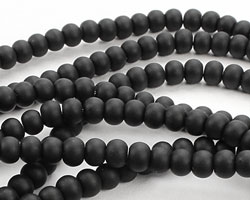 Jet Black Recycled Glass Rondelle 5x6mm