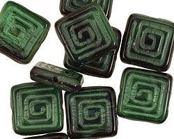 Czech Glass Emerald Isle Tribal Square 14mm