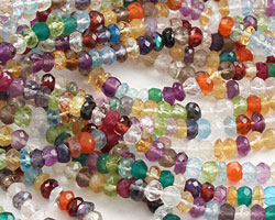 Multi Gemstone (Amethyst, Aquamarine, Carnelian, Citrine, Rock Crystal) Faceted Rondelle 4mm