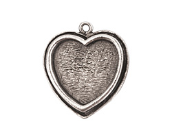 Nunn Design Antique Silver (plated) Traditional Heart Bezel Pendant 23x27mm