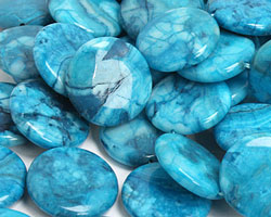 Larimar Blue Crazy Lace Puff Coin 22mm