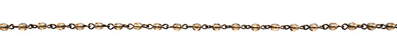 Czech Fire Polished Smoky Topaz Faceted Oval Antique Brass (plated) Bead Chain