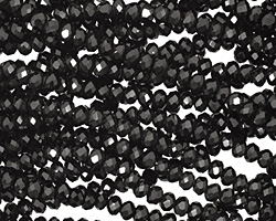 Jet Crystal Faceted Rondelle 3mm