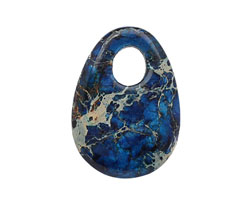 Midnight Blue Impression Jasper Flat Oval Pendant 25x35mm