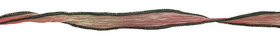 Pink/Green Blend Hand Dyed 100% Silk Ribbon