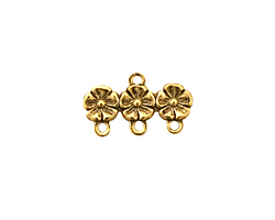 Stampt Antique Gold (plated) African Violets Row 3 Ring Connector 19x11mm