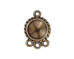 TierraCast Antique Brass (plated) Twisted Round Frame 1-3 Link 24x16mm