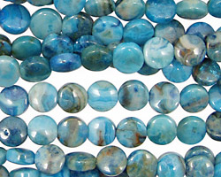 Larimar Blue Crazy Lace Puff Coin 6mm