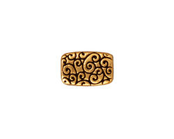 TierraCast Antique Gold (plated) Rectangle Scroll Bead 14x9mm