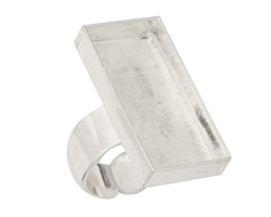 Silver (plated) Adjustable Ring Rectangle Bezel 29x14mm