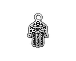 TierraCast Antique Silver (plated) Hamsa Hand Charm 13x21mm