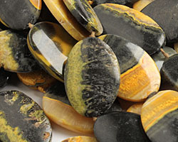 Mexican Sunflower Agate Flat Oval (lg) 30-45x21-28mm