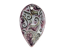 Earthenwood Studio Ceramic Amethyst Iron Love Birds Pendant 28x45mm