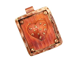 Patricia Healey Copper Dotted Heart in Frame Pendant 25x32mm