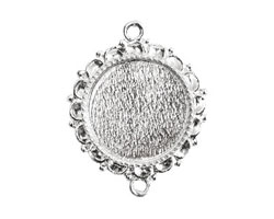 Nunn Design Sterling Silver (plated) Large Ornate Circle Bezel Link 37x30mm