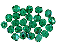 Czech Fire Polished Glass Emerald AB Round 6mm