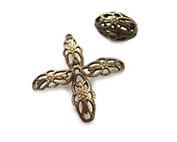 Vintaj Natural Brass Rice Filigree Bead 12mm