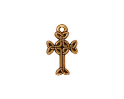 TierraCast Antique Gold (plated) Celtic Cross Charm 11x18mm