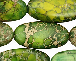 Green Impression Jasper Flat Oval 30x15mm