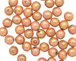 Czech Glass Luster Opaque Rose/Gold Topaz Round 6mm
