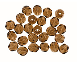 Czech Fire Polished Glass Smoky Topaz Round 6mm