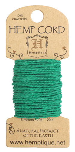 Green Hemp Twine 20 lb, 20 ft