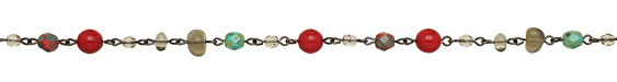 Czech Glass Fall Berries Gunmetal (plated) Bead Chain