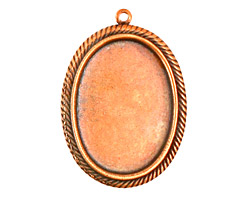 Stampt Antique Copper (plated) Herringbone Double Drop Oval Setting 18x25mm