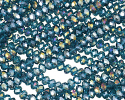 Teal AB Crystal Faceted Rondelle 3mm