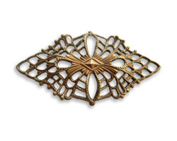 Vintaj Natural Brass Deco Diamond Filigree 50x28mm