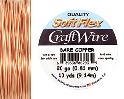 Soft Flex Bare Copper Craft Wire 20 gauge, 10 yards