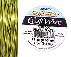 Soft Flex Silver Plated Peridot Craft Wire 22 gauge, 10 yards