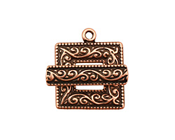 Antique Copper (plated) Scroll Square Toggle Clasp 22x18mm, 21mm bar