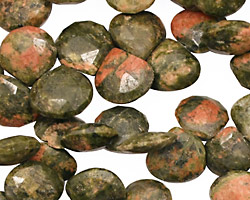 Unakite Faceted Flat Teardrop 10-12mm