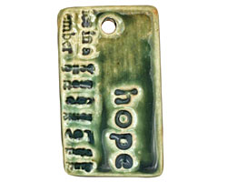Earthenwood Studio Ceramic Newsprint Hope Pendant 21x35mm