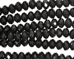 Jet Crystal Faceted Rondelle 6mm