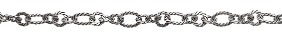 Antique Silver (plated) Roped Oval & Ring Chain