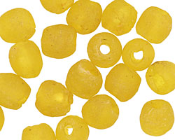 African Recycled Glass (yellow) Irregular Round 8-9mm