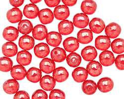 Czech Glass Luster Siam Ruby Round 6mm