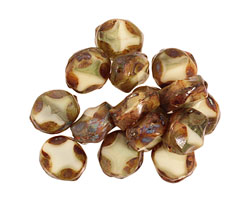 Czech Glass Toasted Marshmallow Table Cut Oval 9x8mm