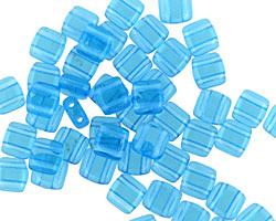 Czech Glass Aquamarine 2-Hole Tile 6mm