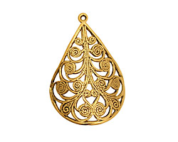 Stampt Antique Gold (plated) Fiddlehead Fern Drop 19x28mm