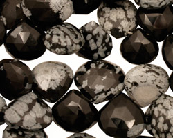 Snowflake Obsidian Faceted Flat Teardrop 10-12mm
