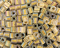 TOHO Crystal (with Gold Lining) Cube 4mm Seed Bead