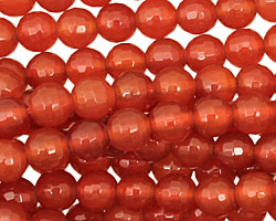 Carnelian Micro-Faceted Round 6mm