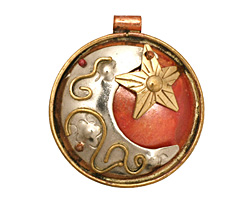 Patricia Healey Copper Moon & Star Pendant 35x39mm