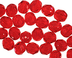 Czech Fire Polished Glass Siam Ruby Round 8mm