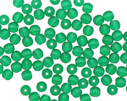 Czech Glass Matte Green Emerald Round 4mm