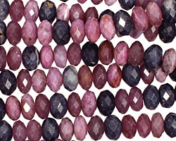 Multi Stone (Ruby & Sapphire) Faceted Rondelle 5x8mm