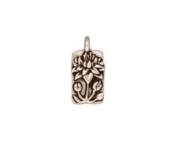 TierraCast Antique Silver (plated) Floating Lotus Charm 9x17mm